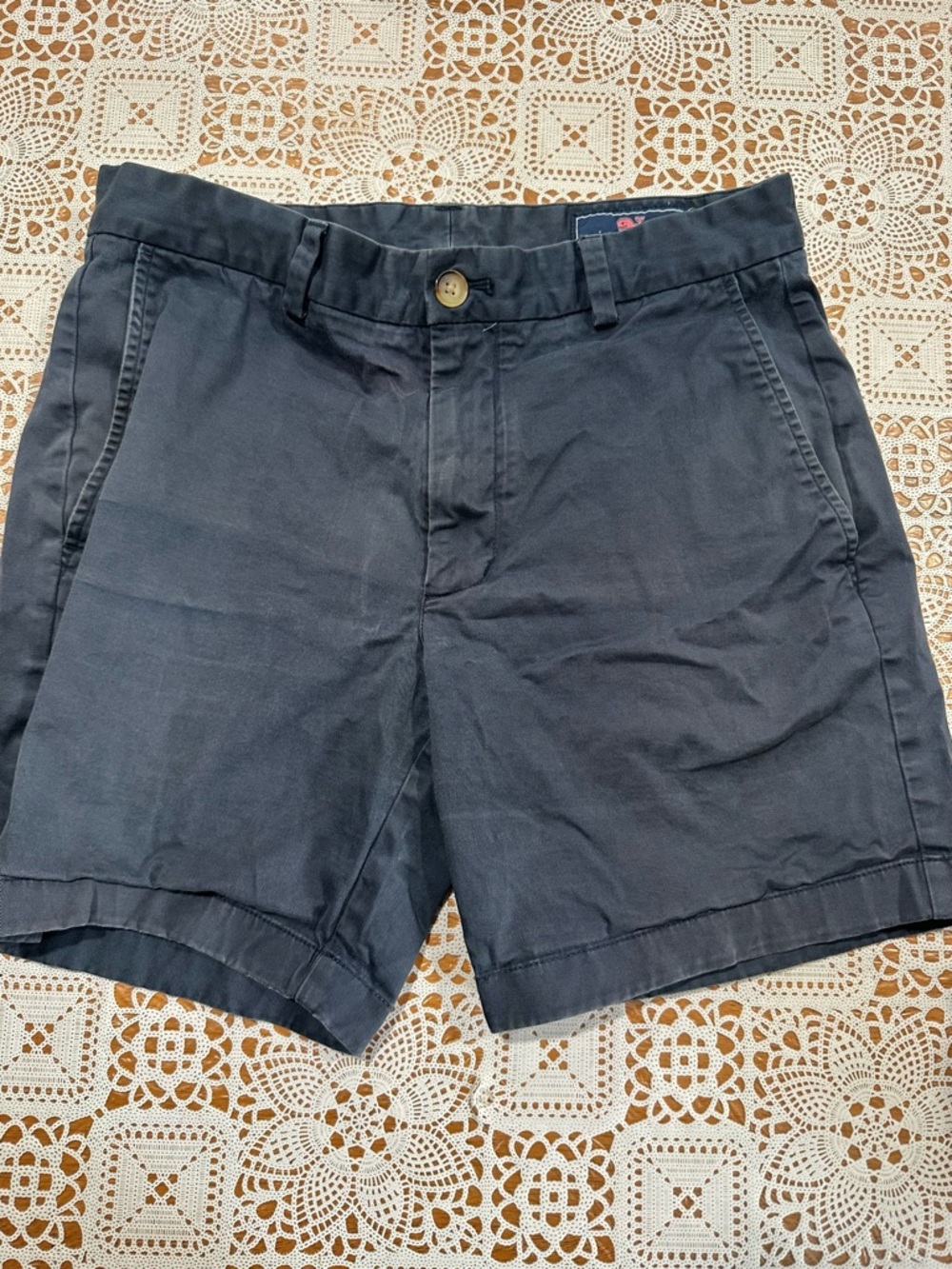 Vineyard Vines Navy Flat-Front Cotton Shorts